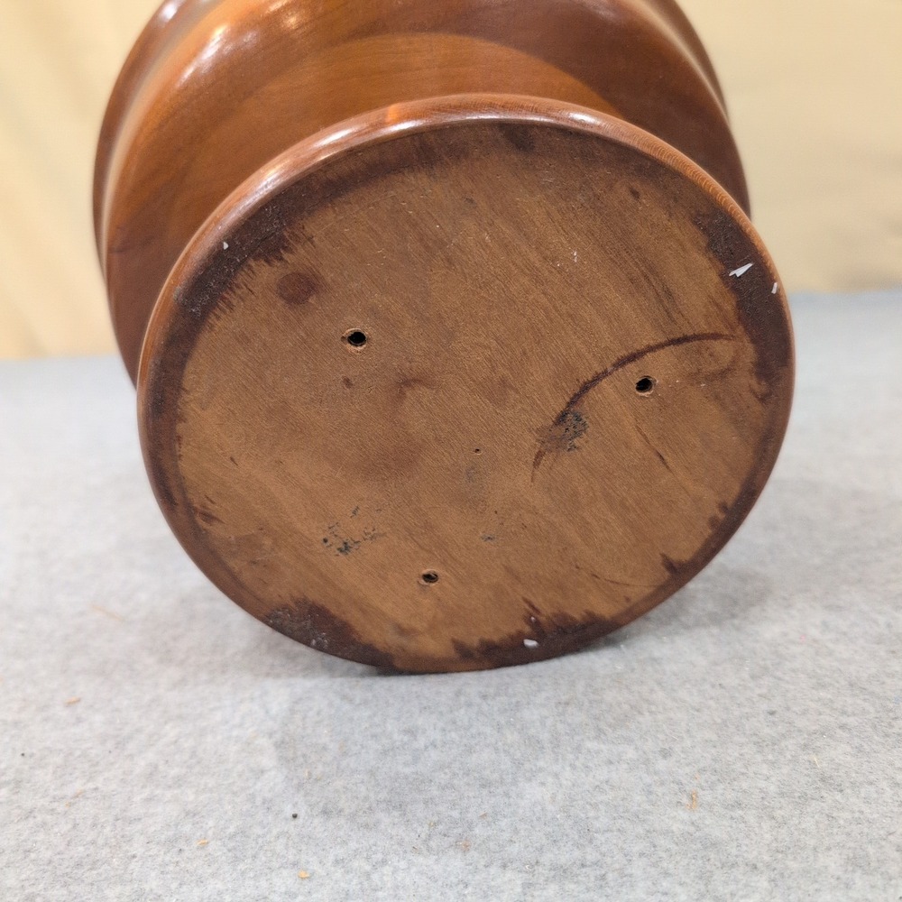 Handcrafted Pedestal Wood Bowl Footed Decorative‎ Centerpiece Dish Brown - Picture 5 of 7